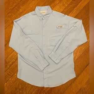 Columbia Men’s PFG Tamiami II Long Sleeve Shirt, Light Blue, Size Small